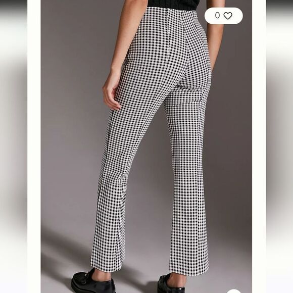 Maeve The Margot Cropped Kick Flare Pants Plaid Black White Size Small - Picture 2 of 8